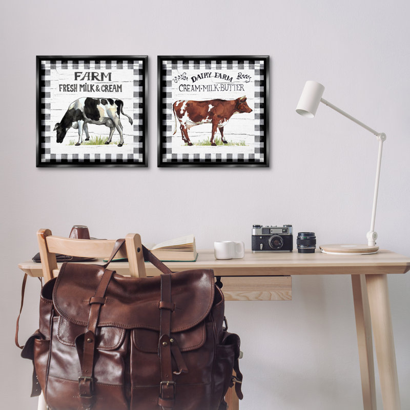 Ensemble de 2 vaches flottantes Spring Farm, Cadre flottant noir de jais, H 18 po x l 18 po