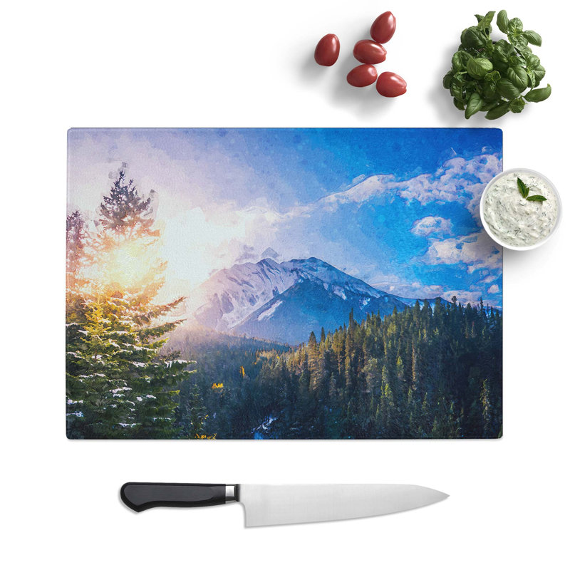 Tempered Glass Sunlight over Canada Chopping Board, 39 cm W x 28.5 cm L