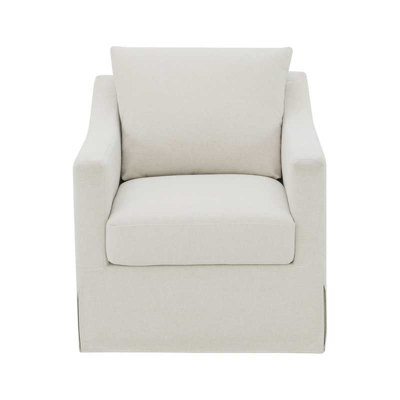 Chaise d'appoint pivotante rembourrée avec accoudoirs inclinés beige, Beige