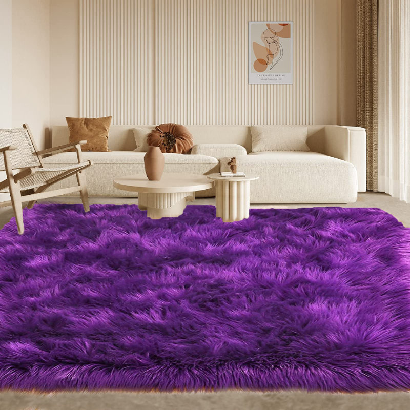 Tapis en faux mouton avec envers antidérapant Macmahon, Rectangle 6 pi x 8 pi