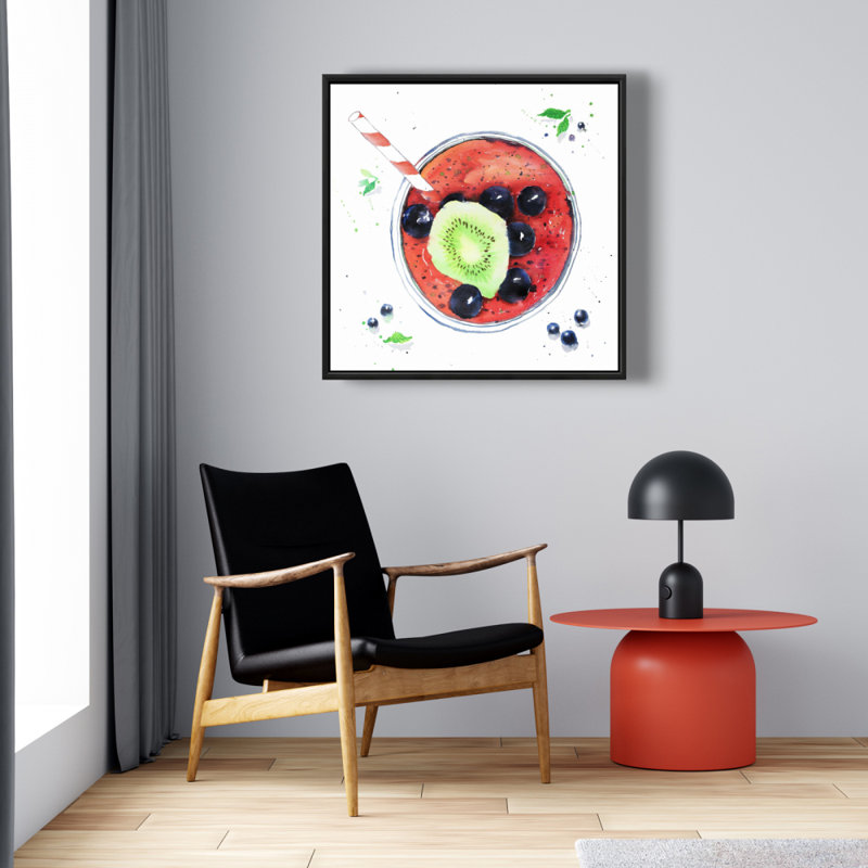 Berry Smoothies Canvas | Blue Framed Kitchen Wall Art Decor