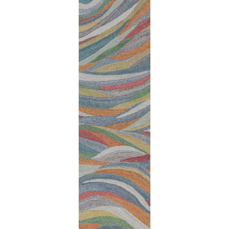 Global Recycled Standard Desertscape Hand-Tufted Indoor/Outdoor Rug Multicolor, Runner 2'6" x 8'
