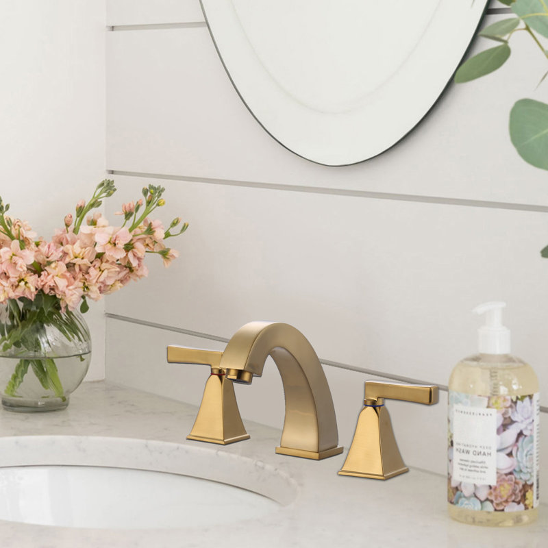 8 in. Widespread Deck Mounted Double Handle Bathroom Faucet, Gold
