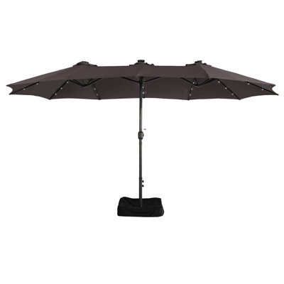 15 ft. W. x 9 ft. D. Rectangular Lighted Market Umbrella with Base and Cover