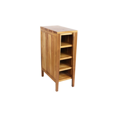 EcoDecors Signifiacado® 12'' Free Standing Bathroom Bridge or End Vanity with Door and Solid Wood Top, in EarthyTeak