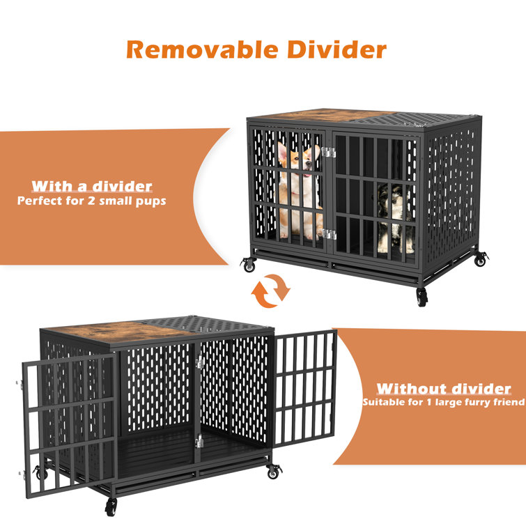 Tucker Murphy Pet™ 48 Inch Heavy Duty Indestructible Dog Crate Steel Escape  Proof, Indoor Double Door High Anxiety Cage, Kennel With Wheels, Removable  Tray, Extra Large Xl Xxl & Reviews