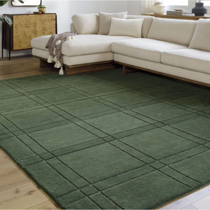 Kinnell Green Hand Tufted Area Rug, Rectangle 8' x 10'