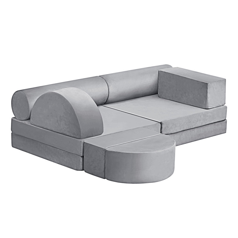 Canapé modulaire pour enfants, canapé modulaire convertible 10 pièces, Gris