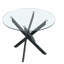 Table de salle à manger ronde, table de salle à manger en verre de 35,5 po avec pieds noirs, table de cuisine moderne pour la maison, salle à manger