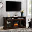Meuble télé avec console de divertissement avec foyer encastrable de 18 po pour téléviseur de 65 po ou moins, rangement spacieux et design élégant