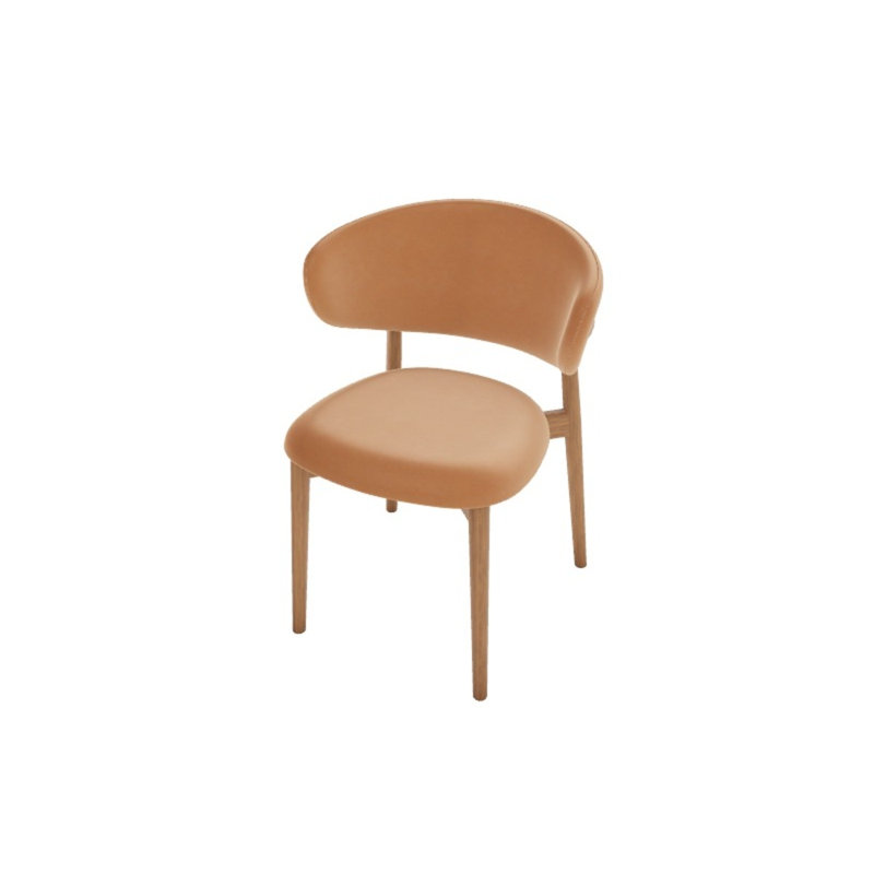 Oleandro Upholstered Chair with Metal Base, Walnut, Softer Cognac