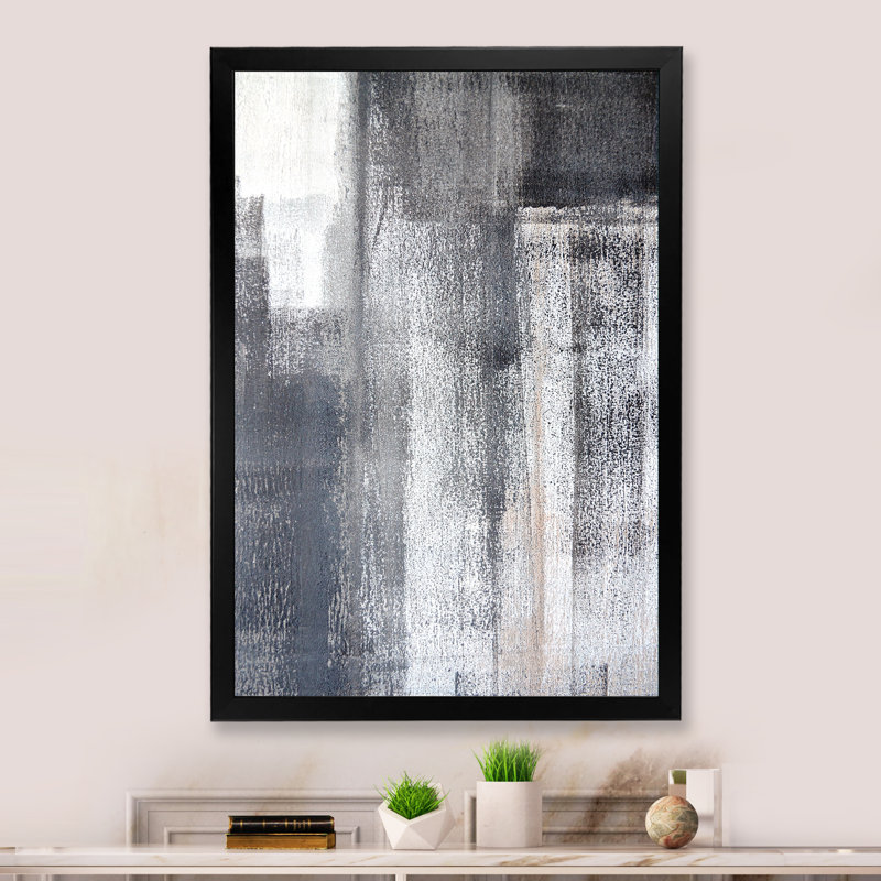 Le gris rencontre le blanc - art moderne et contemporain sur toile, Cadre photo noir, H 20 po x l 12 po x P 1 po