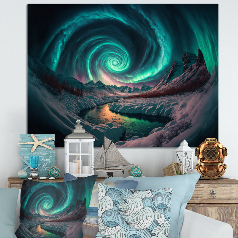 Aurores boréales magiques «Northern Lights VI», reproduction sur toile, H 30 po x l 40 po x P 1,5 po, Toile tendue