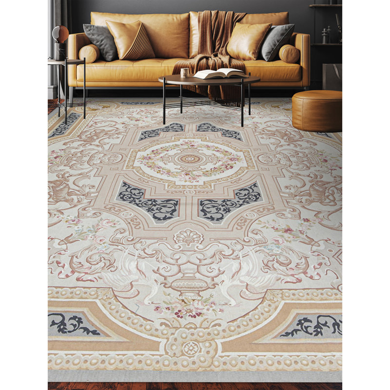 Hand-Knotted High-Quality Beige and Gray Area Rug