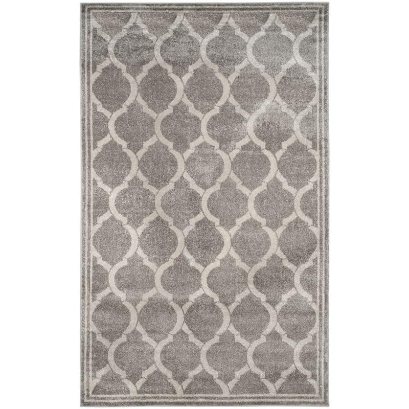 Tapis gris / gris clair à motif géométrique Ammundsen, Rectangle 9 pi x 12 pi