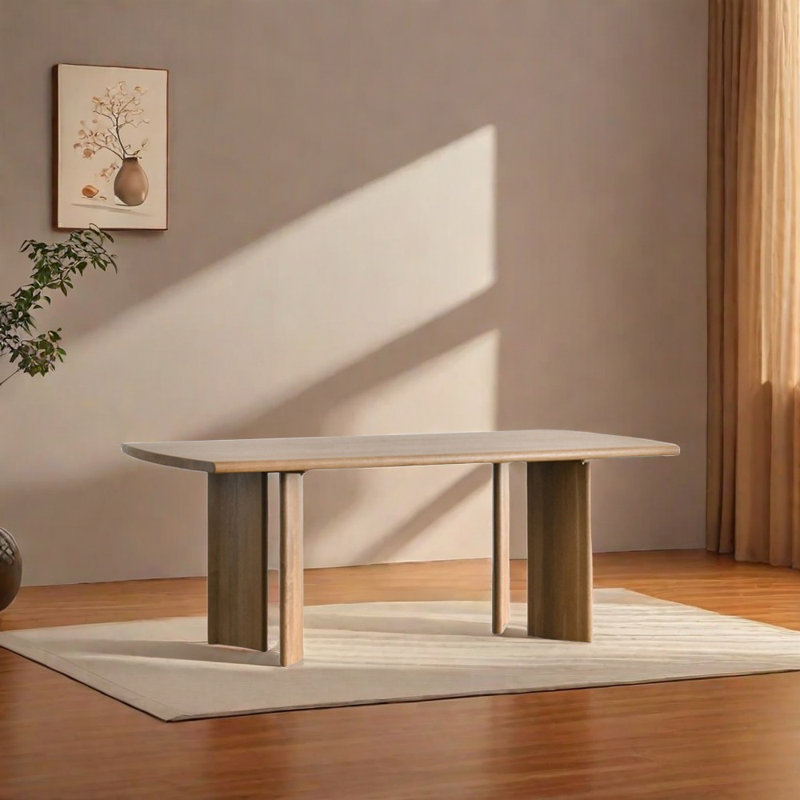 Table de salle à manger Niyathi, Marron clair, H 29,52 po x L 62,99 po x l 27,55 po