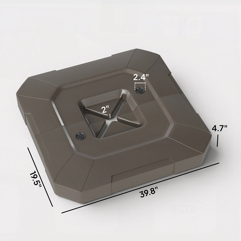 Base de parasol en porte-à-faux remplissable durable pour une utilisation à l'extérieur, assurant la stabilité et la résistance aux intempéries avec un rangement facile