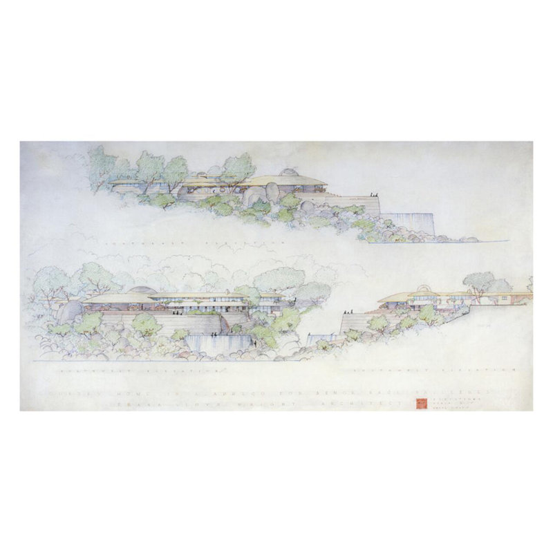 «Raul Bailleres House Acapulco Mexico (project)» par Frank Lloyd Wright - Estampe numérique, H 22 po x l 28 po