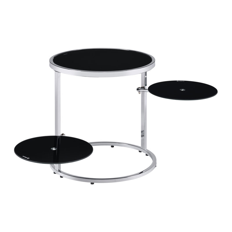 Table de bout ronde Macswan avec 2 tablettes pivotantes en verre