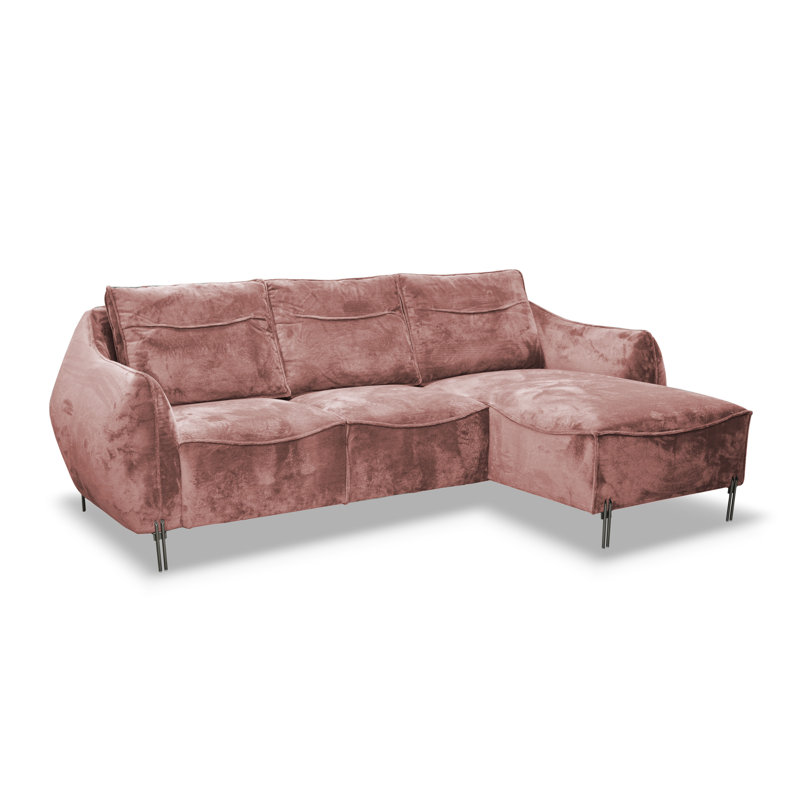 Adly 3 Seater Fabric Sofa & Chaise, Orange, Right Hand Facing