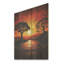 Coucher de soleil sur les branches du folklore africain - Arbre africain sur bois-240677750