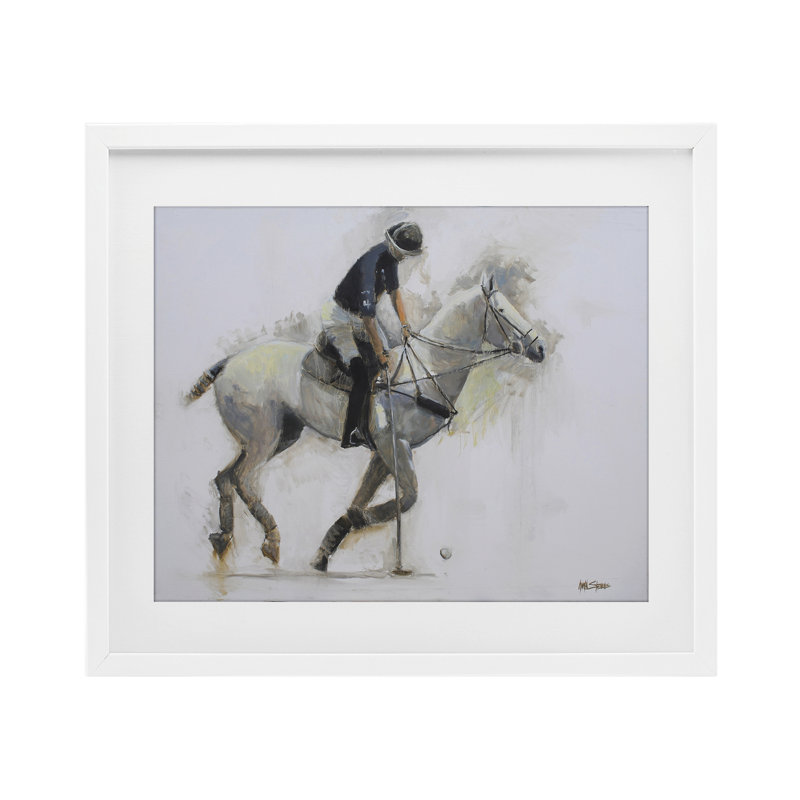 «Polo Rider in Motion», impression encadrée sous verre, conception de Jadei, H 13 po x l 16 po