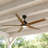 Smart Ceiling Fan With Lights, 5 Walnut Solid Wood Blades, 6268 Cfm, Energy Efficient Dc Motor, 3 Color Led (3000k/4000k/5000k), Timer, Remote Control, 6"/12"/24" Downrods For Living Room Bedroom Patio-1137632384