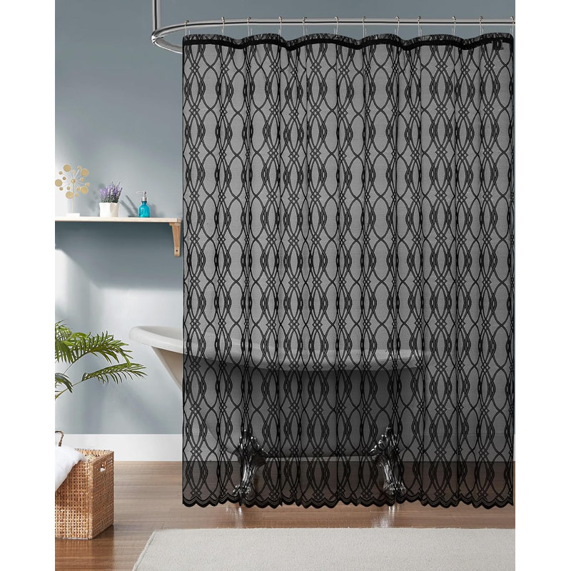 Rideau de douche Cariann, Noir, H 72 po x l 36 po