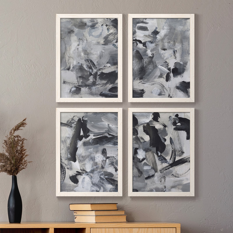 Toile encadrée noire et blanche de qualité supérieure - prête à être accrochée, Blanc, H 31,5 po x l 47 po x P 1,5 po