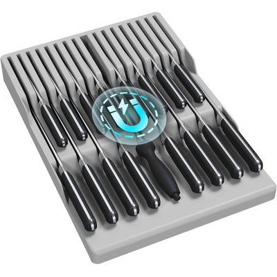 11.6''x16.5'' Magnetic In-Drawer Knife Organizer - 16-Knife Capacity Non-Slip Storage Tray