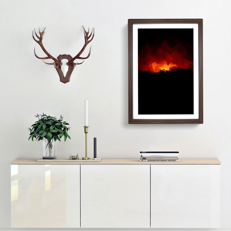Striking Sunset in Abstract - Framed Print, 65cm H x 48cm W x 2cm D, Walnut Framed