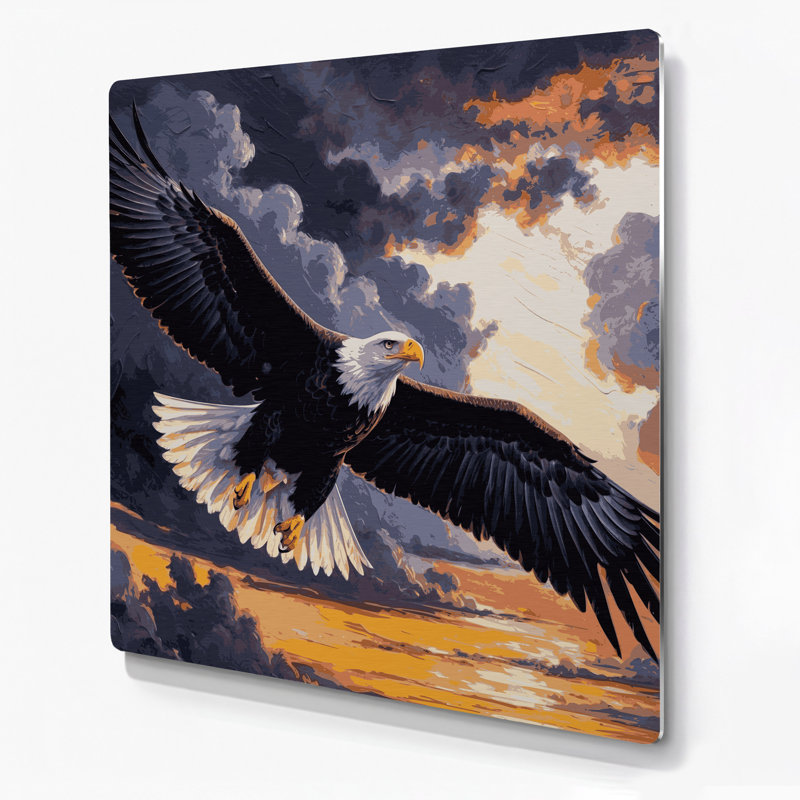 Oiseaux, aigle à queue blanche, art mural en métal gris, H 8 po x l 8 po
