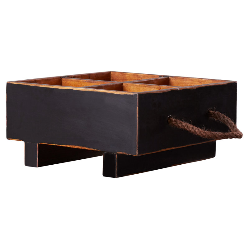 August Grove® Ira Solid Wood Decorative Bin, Black