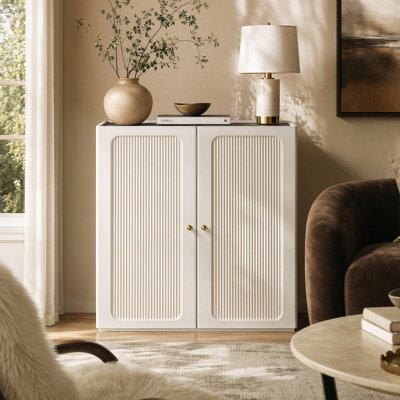 Buffet modulaire moderne H 32 "avec 2 portes Flexmod, tablettes intérieures réglables et assemblage facile
