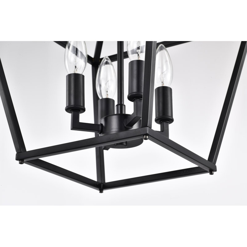 Luminaire suspendu géométrique à 4 lumières Aspen, H 57,5 po x l 12 po x P 12 po, Noir