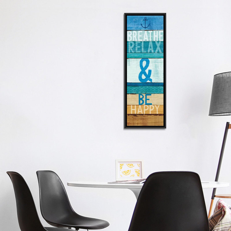 «Beachscape Inspiration I», art textuel sur toile, H 36 po x l 12 po x P 1,5 po, Toile encadrée noire