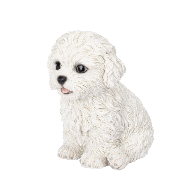 White Bichon Frise Decorative Puppy Figurine for Home & Garden Décor, Handpainted Polyresin Dog Statue, Realistic Design | Gift for Dog Lovers | Weather-Resistant Indoor/Outdoor Decor