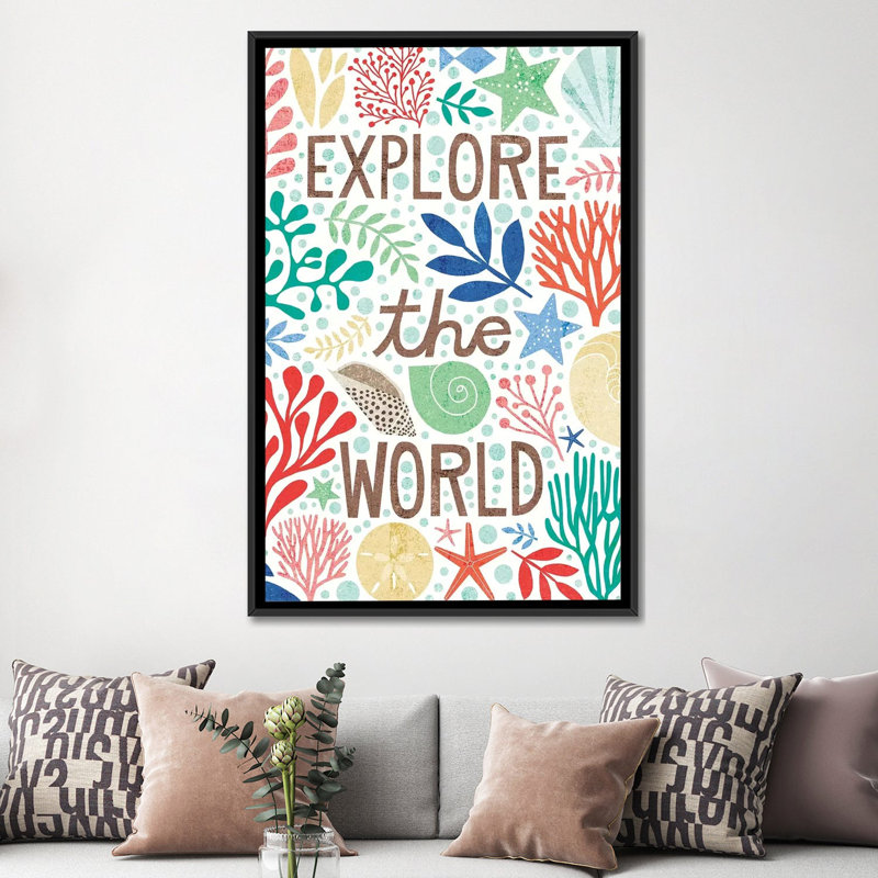 « under sea i », impression sur toile, H 26 po x l 18 po x P 1,5 po, Toile avec cadre noir, Pas de tapis
