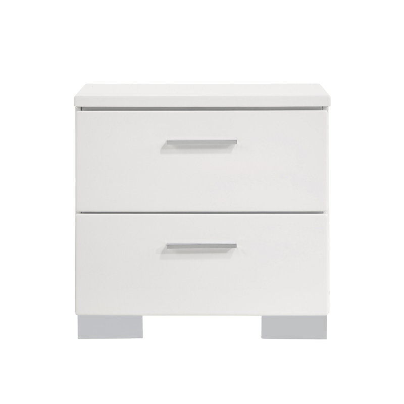 Table de chevet 2 tiroirs Sleek White