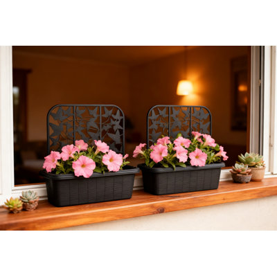 24 Inch Privacy Planter With Adjustable Rail Mount And Built-In Self-Watering Reservoir For Outdoor Gardens And Patios