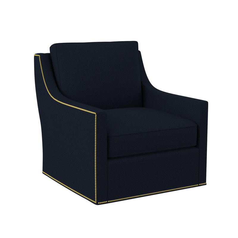 Sonoma Upholstered Swivel Armchair, Polished Brass Small, Margaret Ebony Polyester Blend