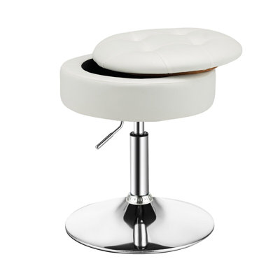 Delephine 41cm Wide Round Solid Colour Footstool Ottoman with Storage