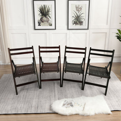 Furniture Slatted Wood Folding Special Event Chair - Set Of 4,  Folding Chair, Foldable Style