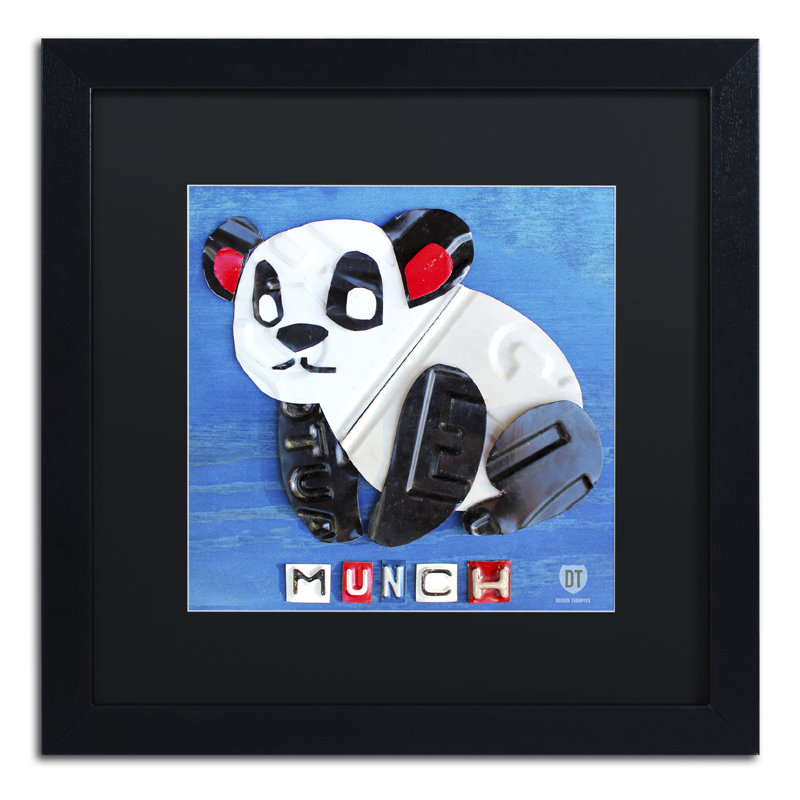 « munch it the panda », art encadré Trever, H 16 po x l 16 po x P 0,5 po