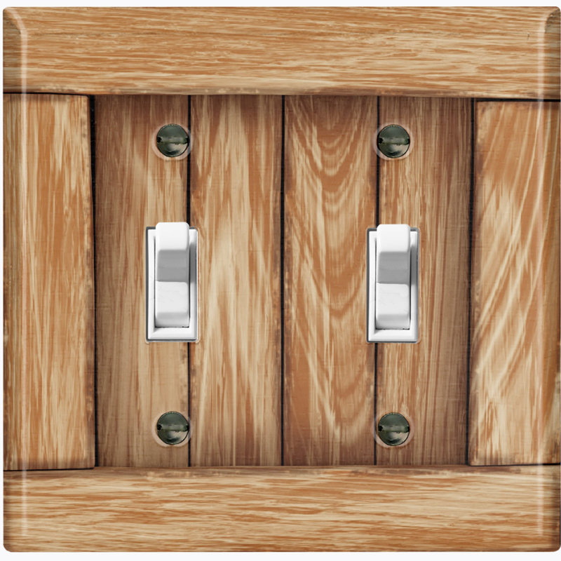 Metal Light Switch Plate Outlet Cover (Biege Fence - Double Toggle)