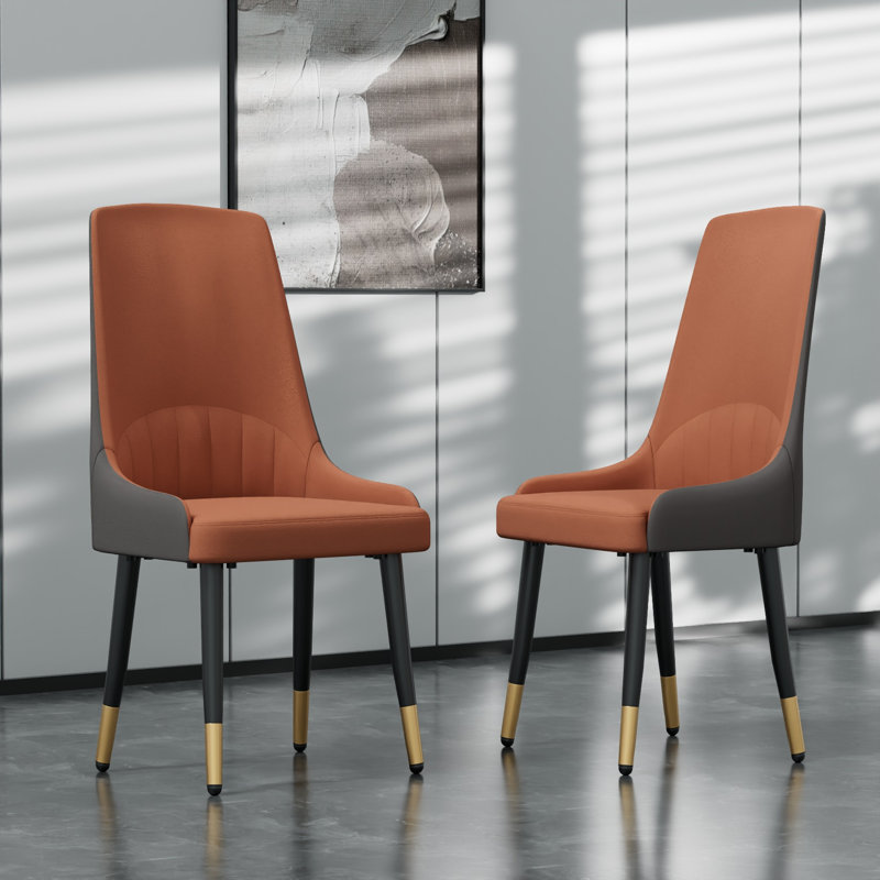 Bernelda 47.5cm H Microfiber / Microsuede Upholstered Side Chair, Orange/Grey