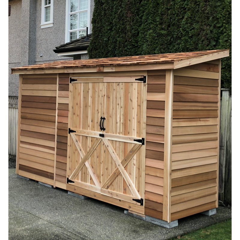 Bayside 12ft. W x 4ft. D Western Red Cedar Wood Lean-To Storage Shed