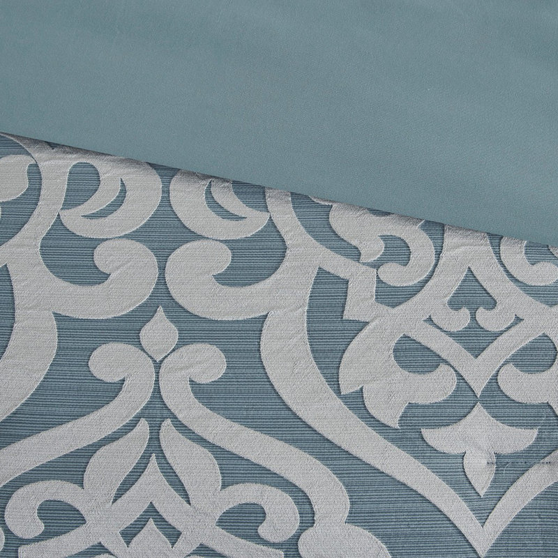 Ensemble de couette Queen en polyester jacquard, Blue, Queen Comforter + 7 Additional Pieces