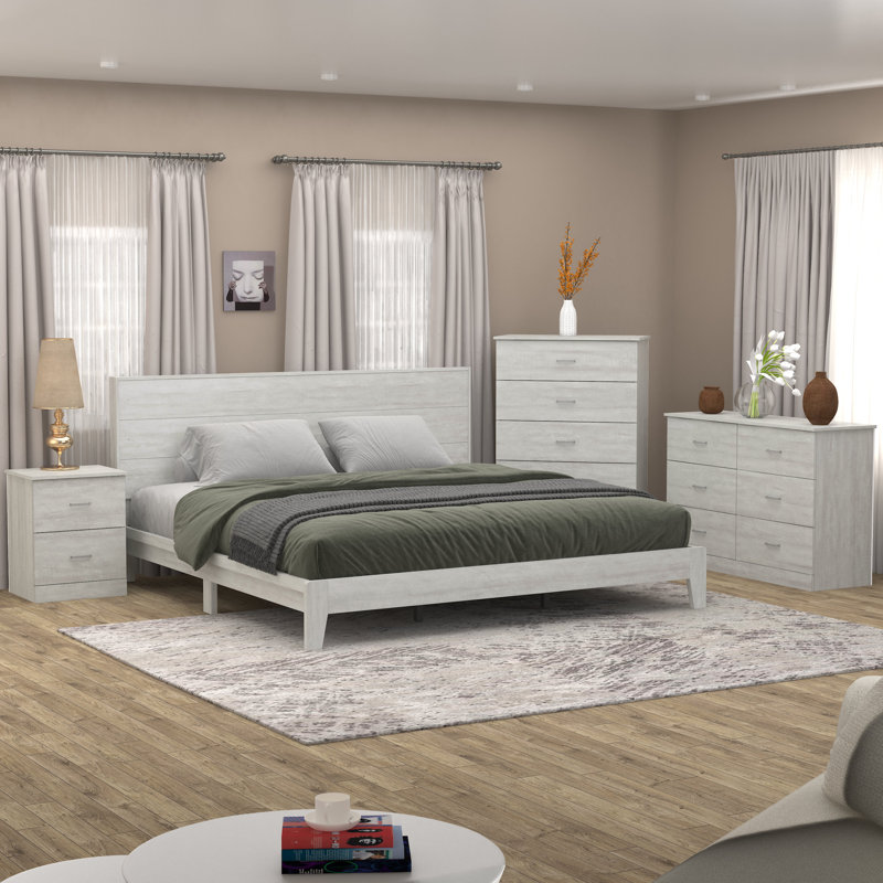 Allyannah 4 Pieces Bedroom Set, Dusty Gray Oak, King