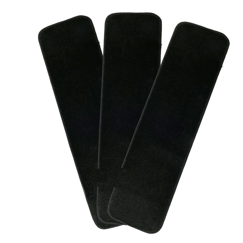 Tapis d'escalier à profil moyen en latex lavable à la machine doux au toucher 8 po x 30 po, Noir
